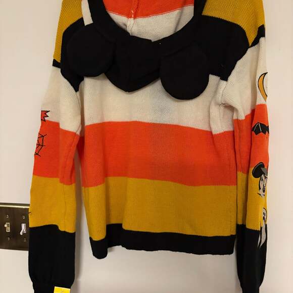 Her Universe Disney Halloween Mickey Mouse Stripe Girls Hooded Cardigan - Picture 3 of 4